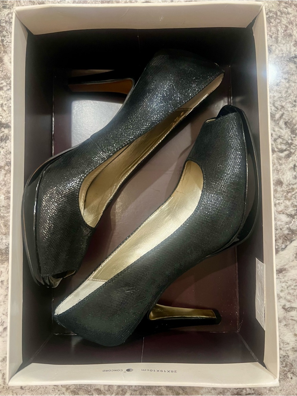 Anne Klein Dynah Black Peep-Toe High Heels - Women's